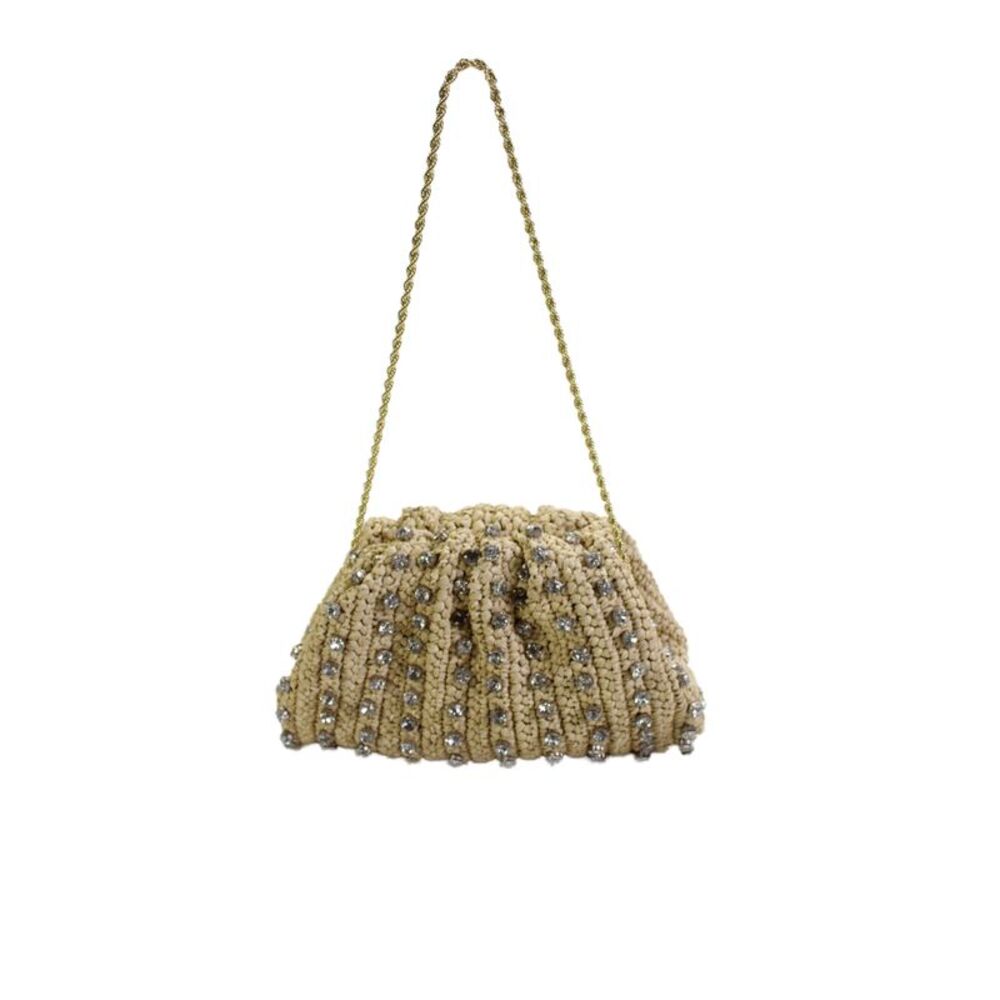 Loeffler Randall Womens Jeweled Satchel Shoulder Handbag Natural Beige